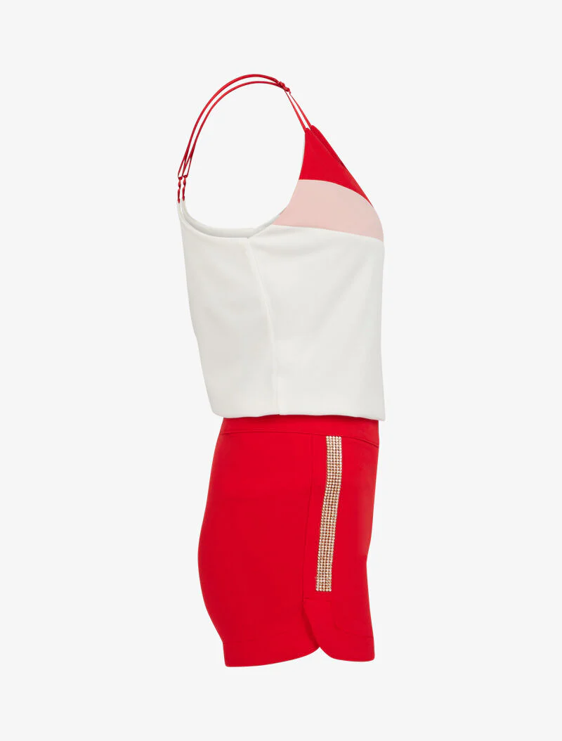 Ensemble débardeur et short strassé - rouge - Image 3