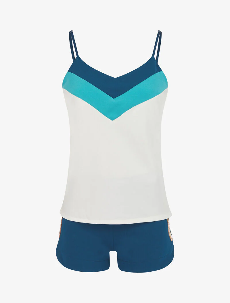 Ensemble débardeur et short strassé - vert - Image 3