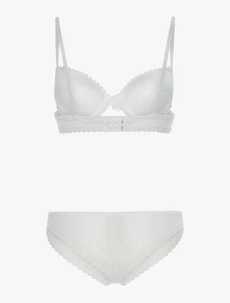 Ensemble dentelle ajourée et tanga - écru - ecru - Image 2