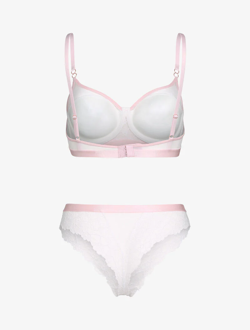 Ensemble dentelle et bandes contrastées - blanc - Image 2