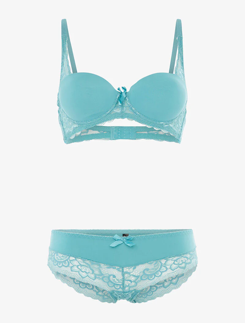 Ensemble emboîtant bi matière - turquoise
