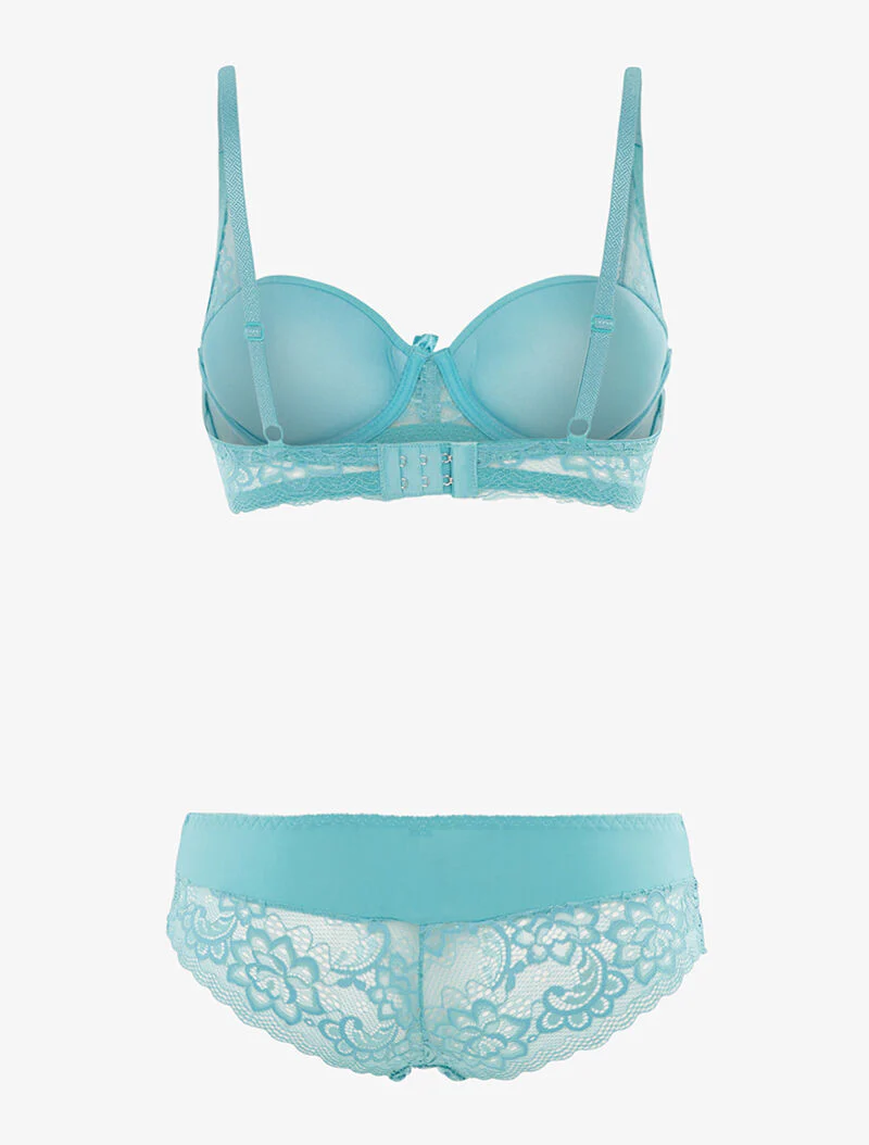Ensemble emboîtant bi matière - turquoise - Image 2