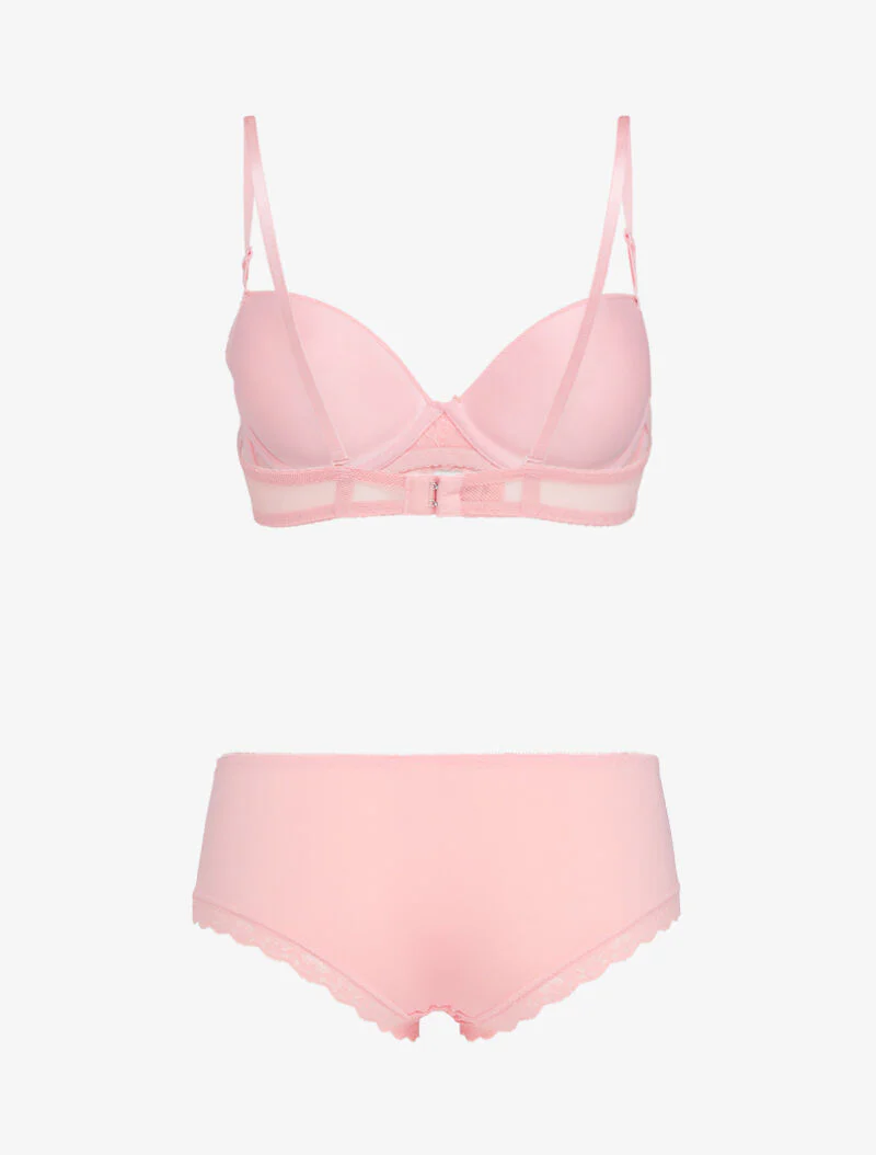 Ensemble emboitant en résille et dentelle - corail - Image 2