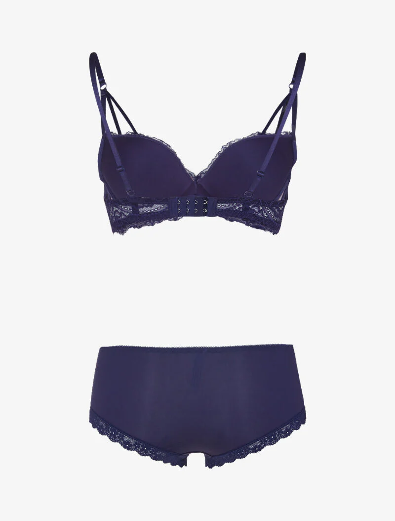 Ensemble en dentelle à bretelles stylisées - violet/rose - Image 2