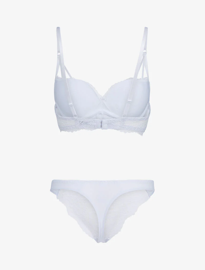 Ensemble en dentelle à bretelles stylisées - blanc - Image 2