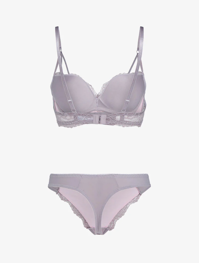 Ensemble en dentelle à bretelles stylisées - rose - Image 2