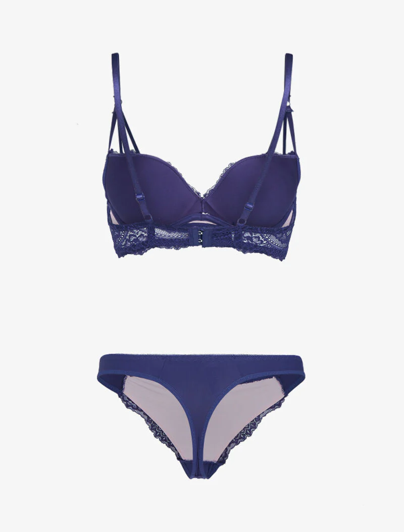 Ensemble en dentelle à bretelles stylisées - violet - Image 2