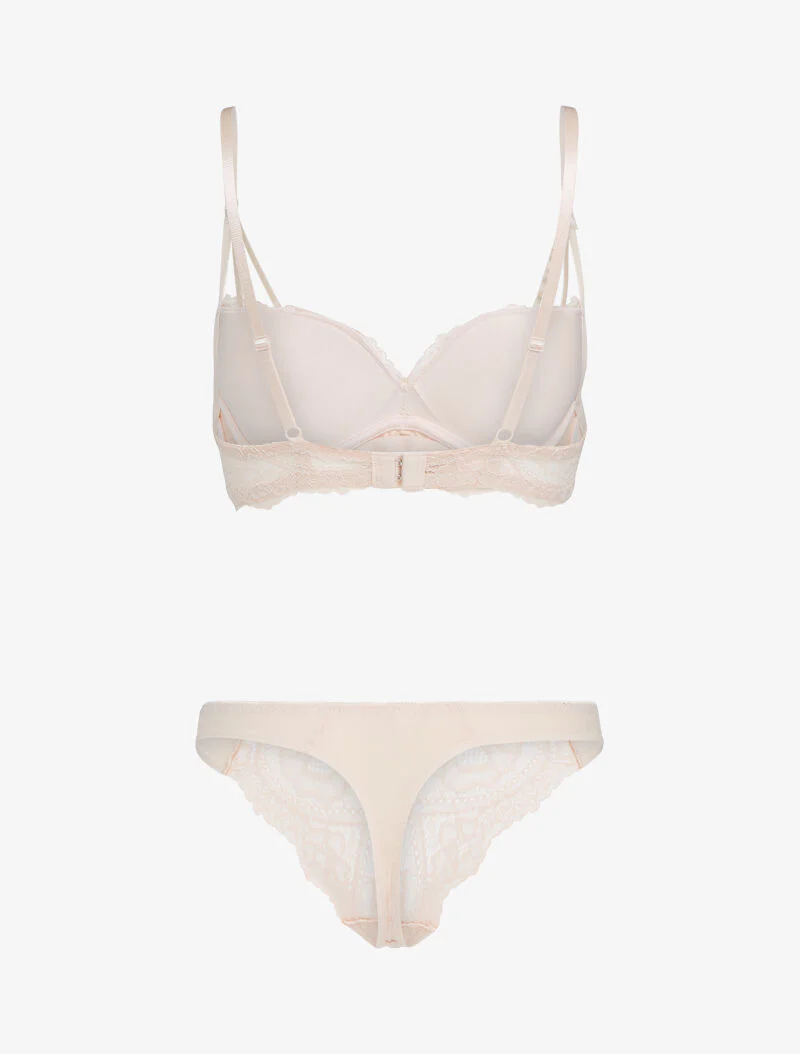 Ensemble en dentelle à bretelles stylisées - nude - Image 2