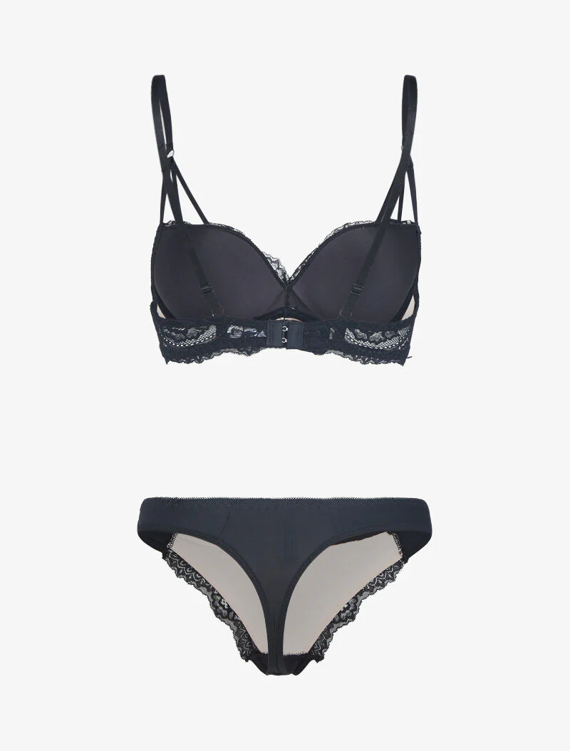 Ensemble en dentelle à bretelles stylisées - beige - Image 2
