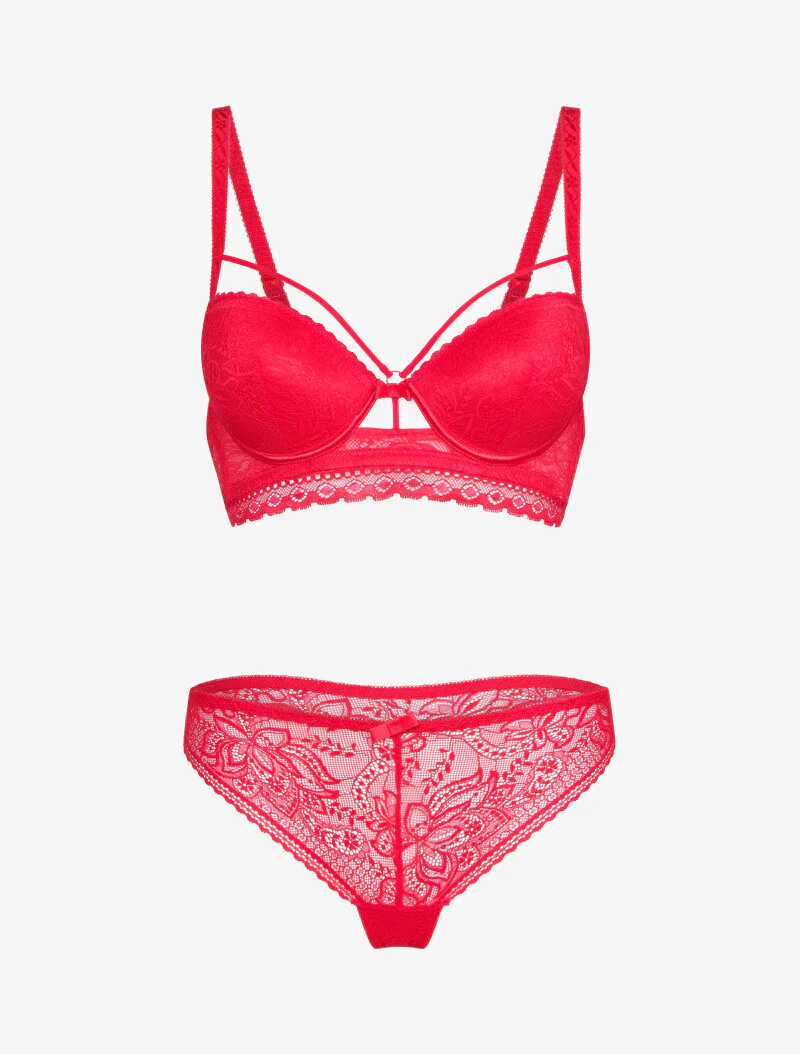 Ensemble en dentelle à détail lace - rouge