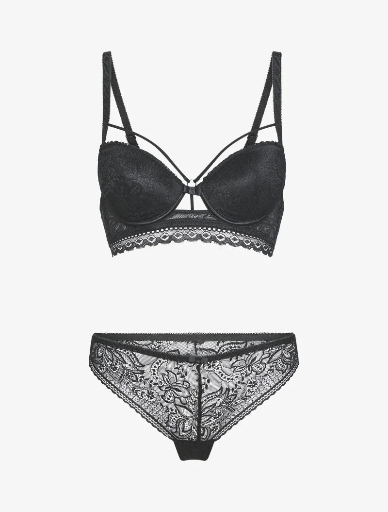Ensemble en dentelle à détail lace - noir