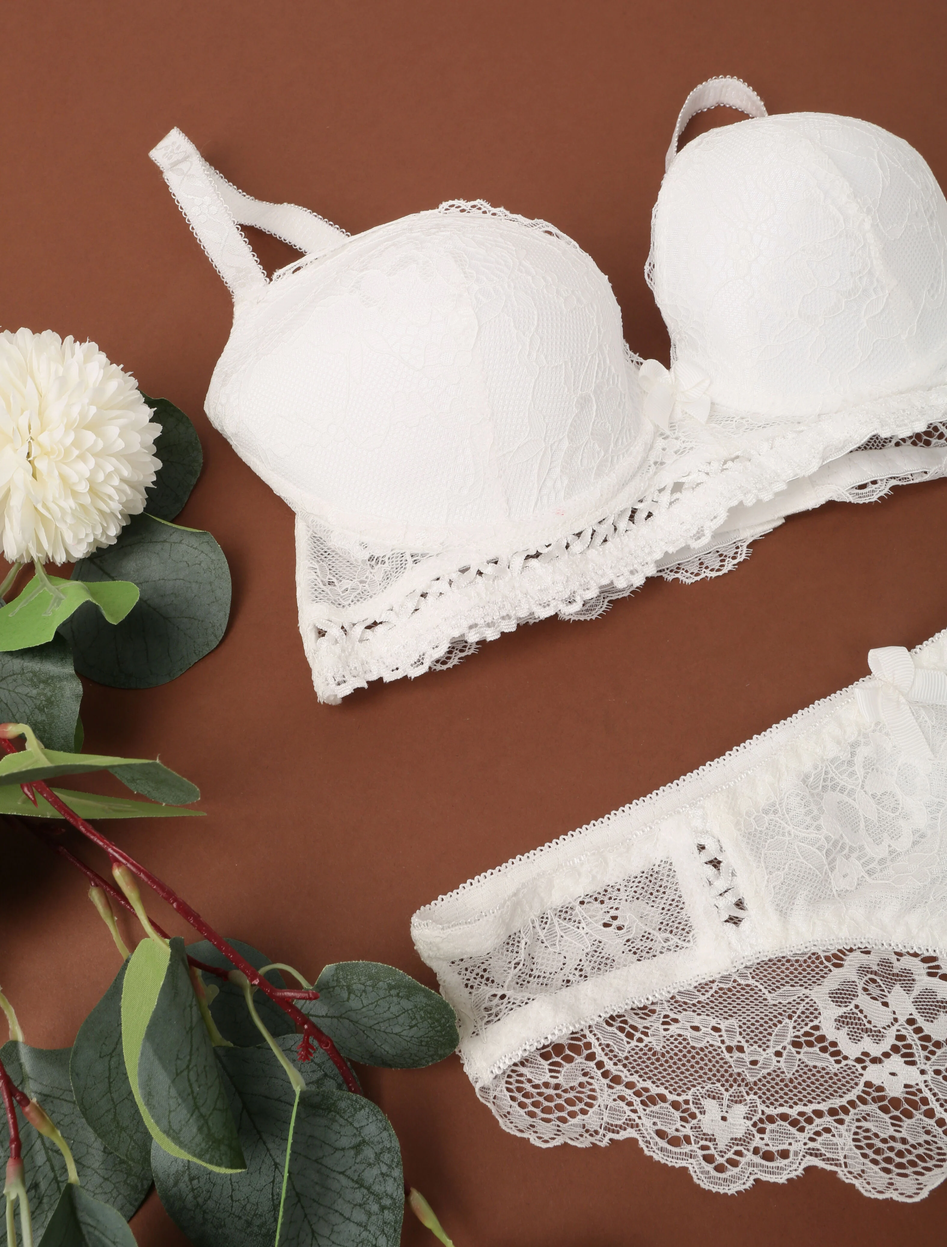 Ensemble en dentelle ajourée - Blanc - Image 3
