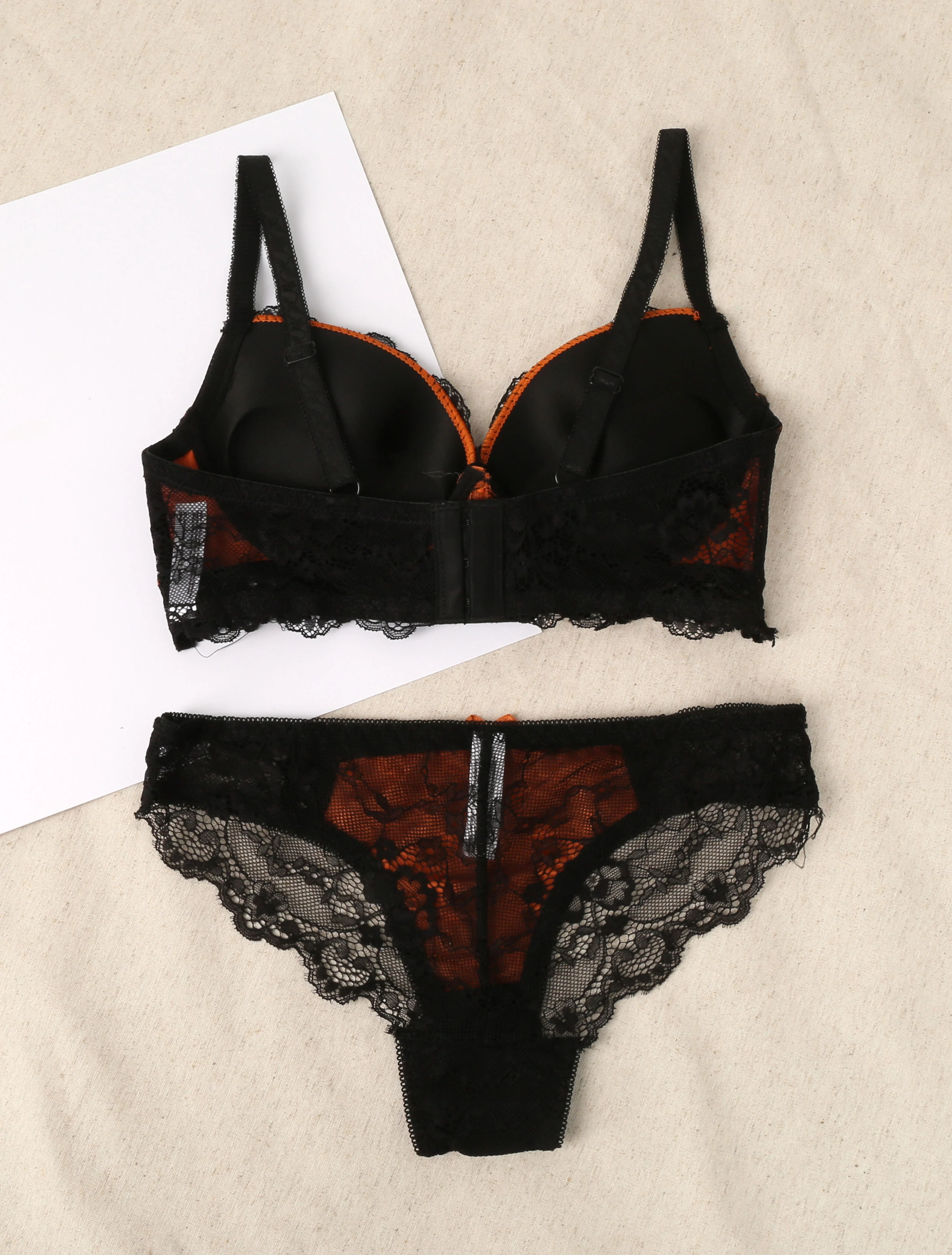 Ensemble en dentelle ajourée - Orange - Image 2