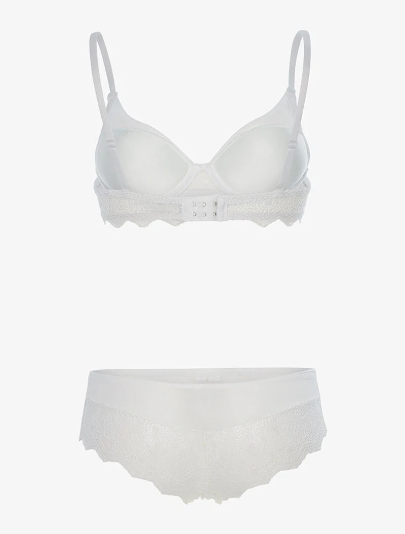 Ensemble en dentelle crantée et culotte - blanc - Image 2