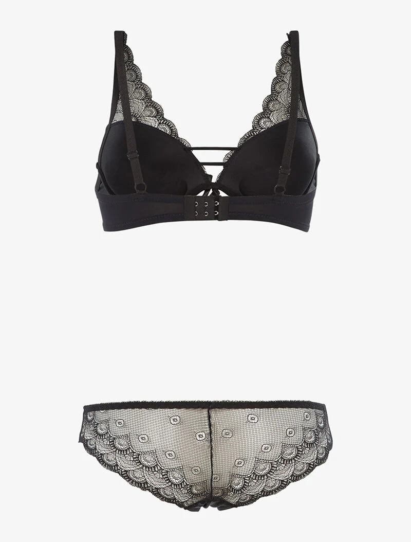 Ensemble en dentelle effet triangle - noir - Image 2