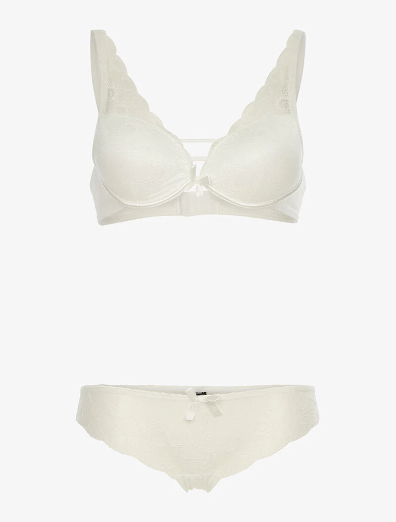 Ensemble en dentelle effet triangle - écru - ecru