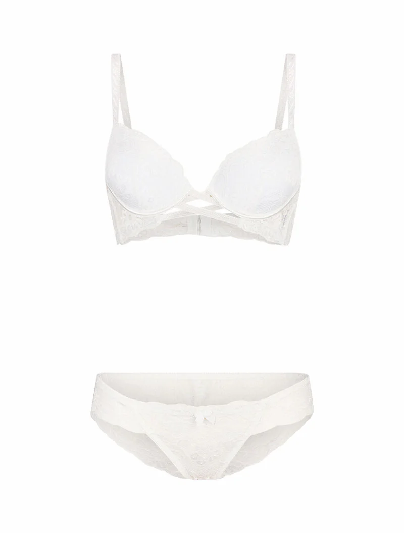 Ensemble en dentelle et à lanières - blanc