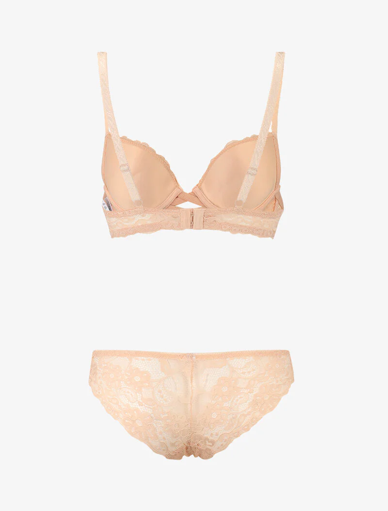 Ensemble en dentelle et à lanières - beige - Image 2