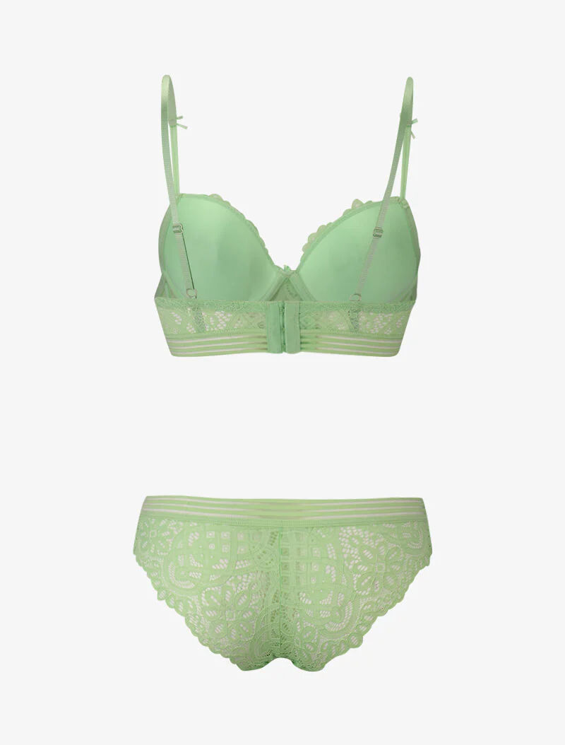 Ensemble en dentelle et à lignes ajourées - vert pomme - Image 2