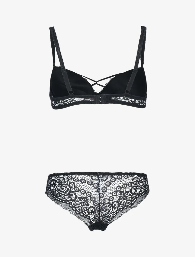 Ensemble en dentelle et détails entrelacés - noir - Image 2