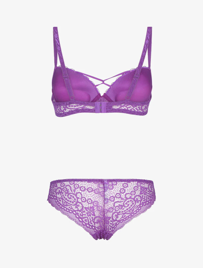 Ensemble en dentelle et détails entrelacés - violet - Image 2