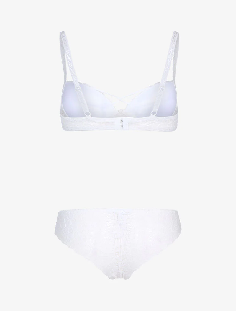 Ensemble en dentelle et détails entrelacés - blanc - Image 2