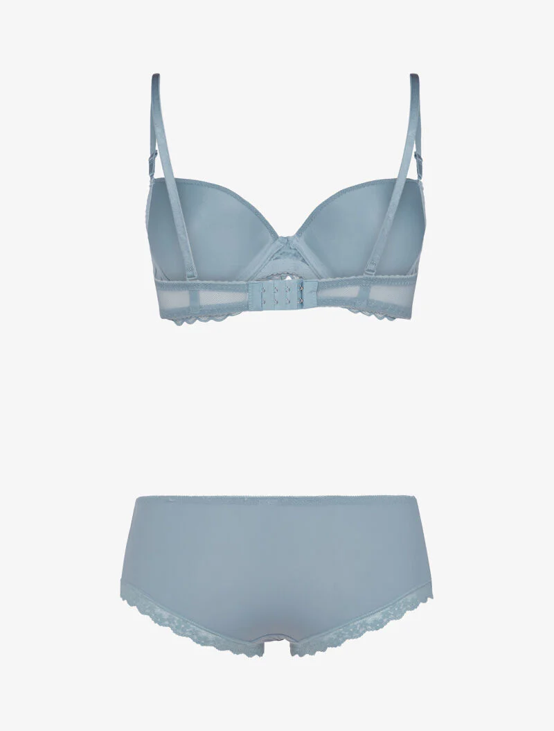 Ensemble en dentelle et résille - bleu - Image 2