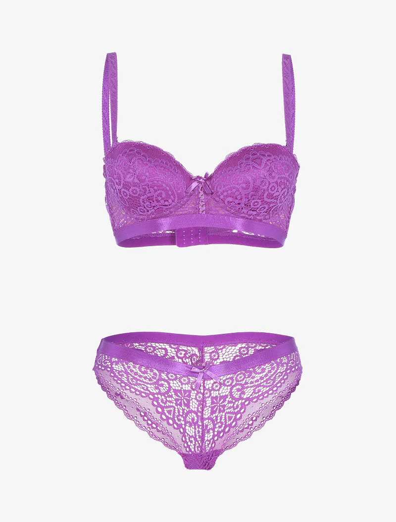 Ensemble en dentelle festonnée - violet