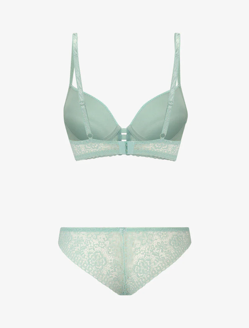 Ensemble en dentelle fleurie - vert amande - Image 2