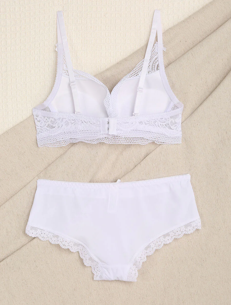 Ensemble en dentelle fleurie - Blanc - Image 2