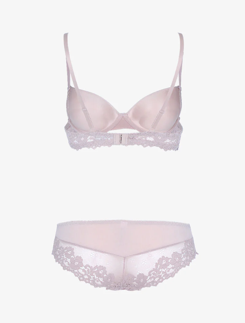 Ensemble en dentelle fleurie - taupe - Image 2