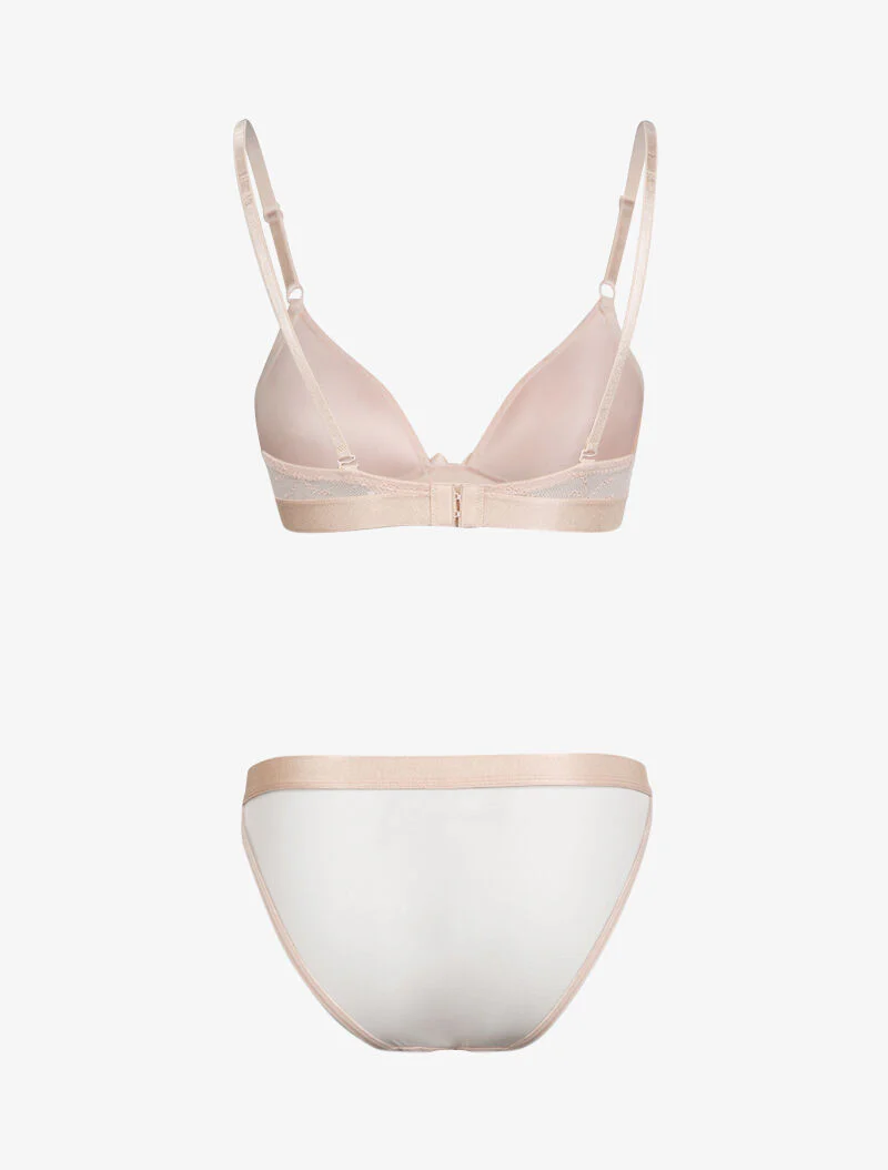 Ensemble en dentelle fleurie et résille - rose - Image 2