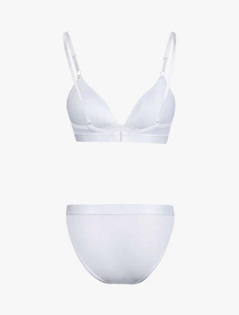 Ensemble en dentelle fleurie et résille - blanc - Image 2