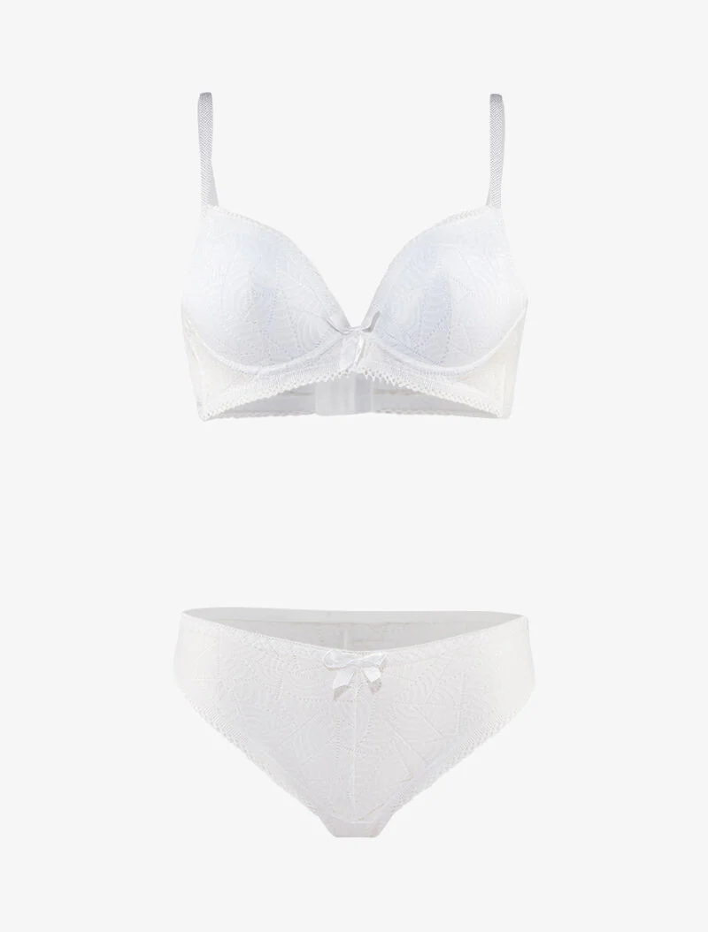 Ensemble en dentelle graphique - Blanc