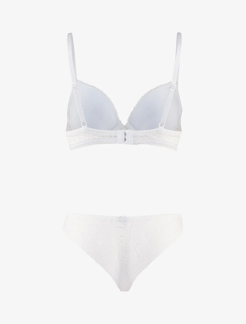 Ensemble en dentelle graphique - Blanc - Image 2