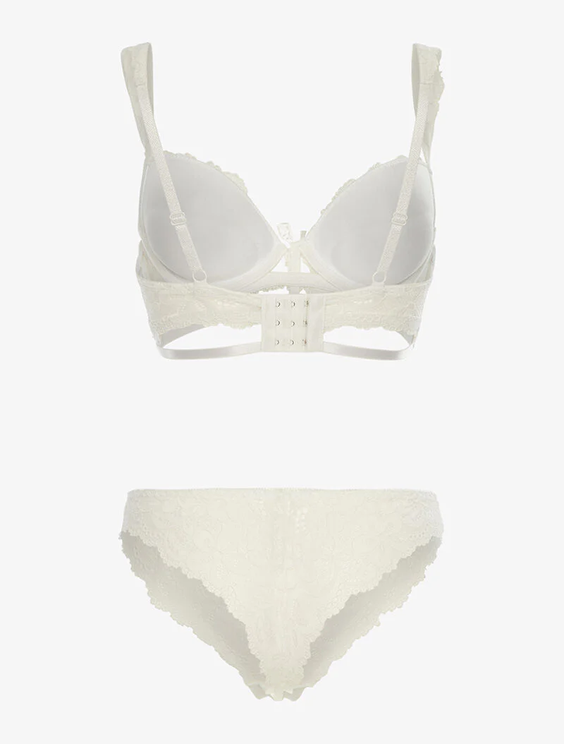 Ensemble en dentelle motifs fleurs - écru - ecru - Image 2