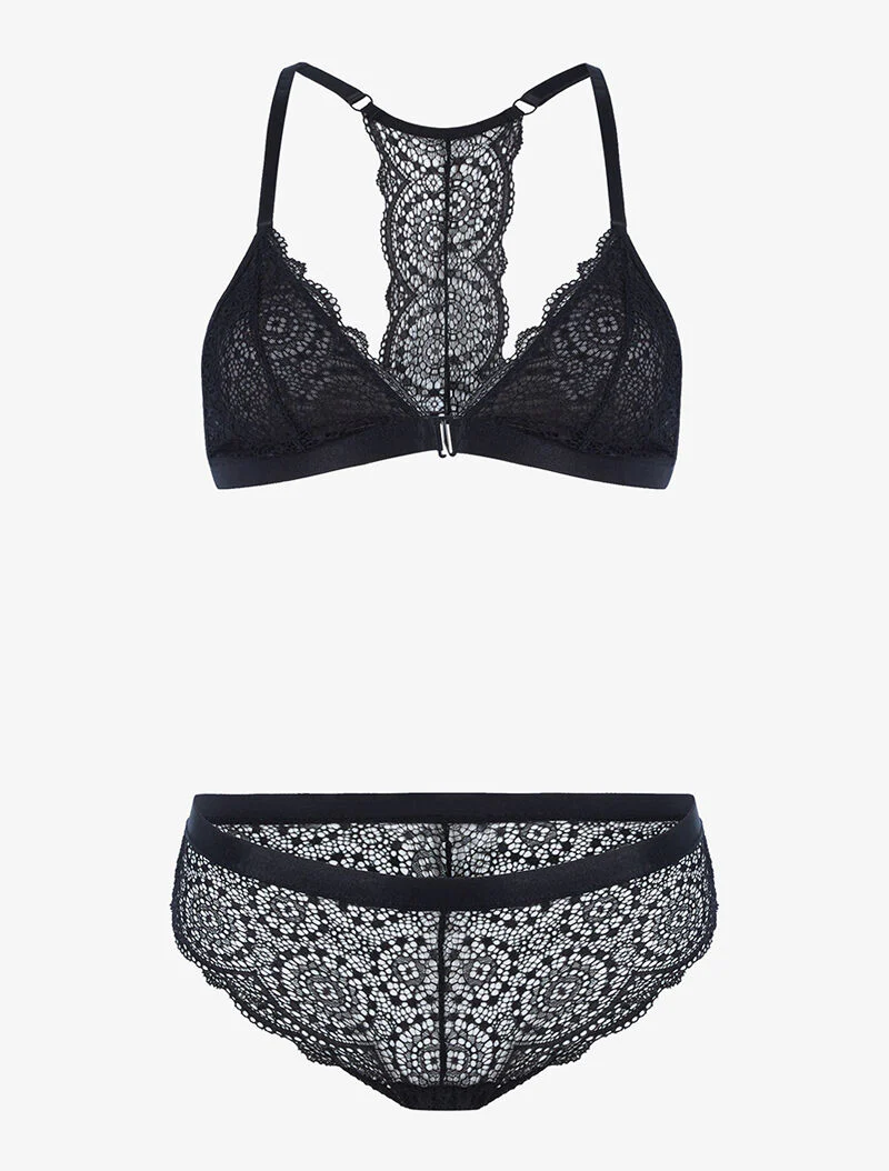 Ensemble en dentelle sans armatures - noir