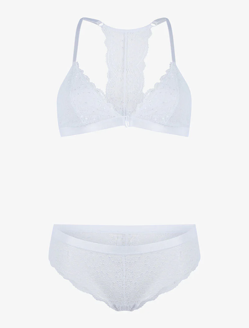 Ensemble en dentelle sans armatures - blanc