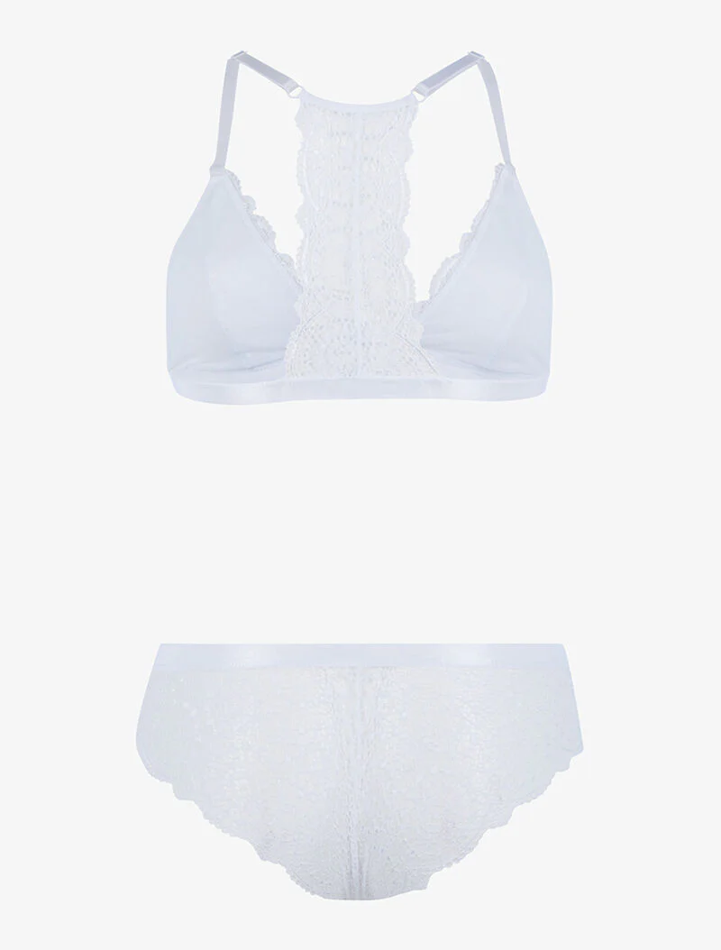 Ensemble en dentelle sans armatures - blanc - Image 2