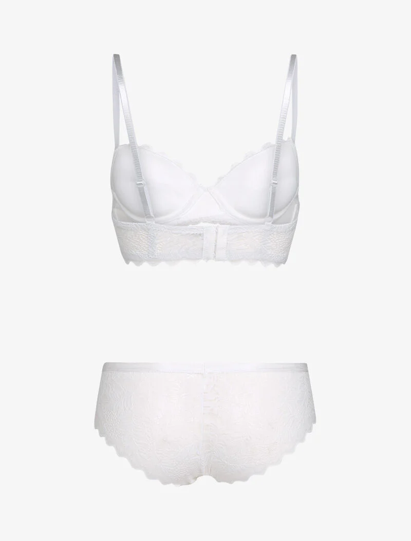 Ensemble en dentelle style feuillages - blanc - Image 2