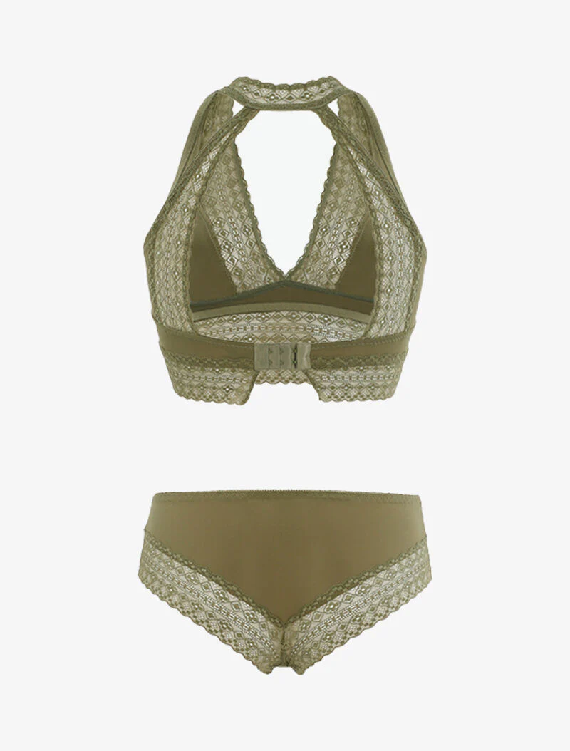 Ensemble fin à bande dentelle - kaki - Image 2
