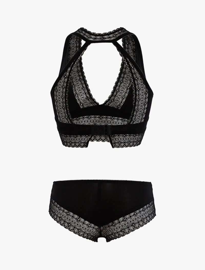 Ensemble fin à bande dentelle - noir - Image 2