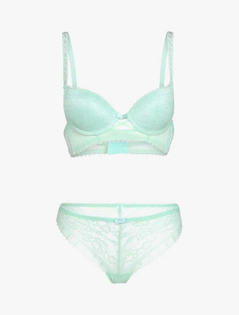 Ensemble floral à liens croisés - vert menthe