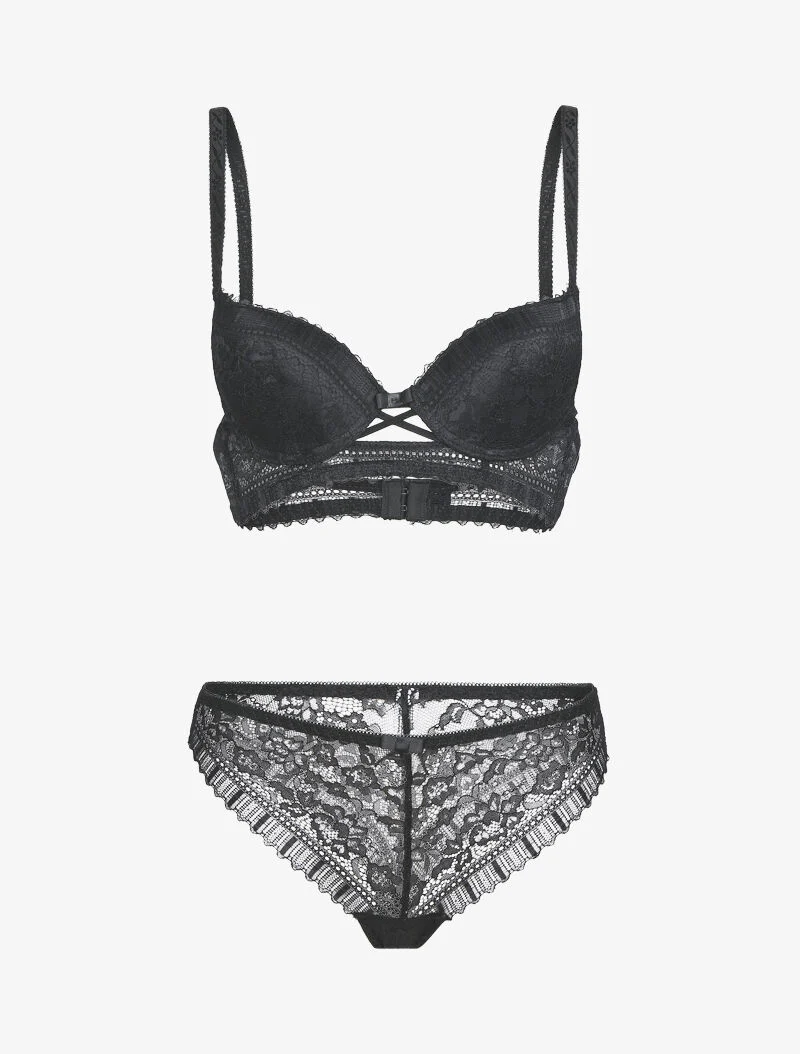 Ensemble floral à liens croisés - noir