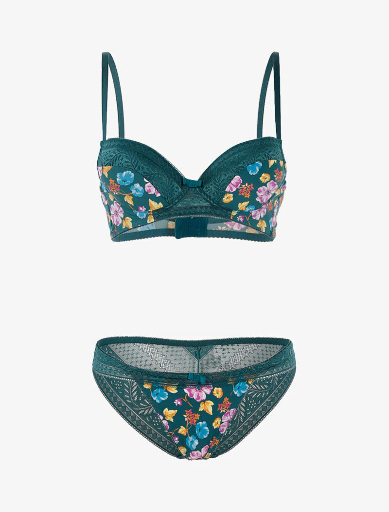 Ensemble imprimé floral et culotte - vert