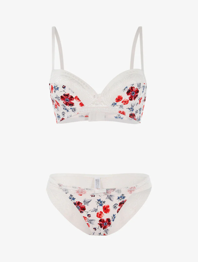 Ensemble imprimé floral et culotte - blanc