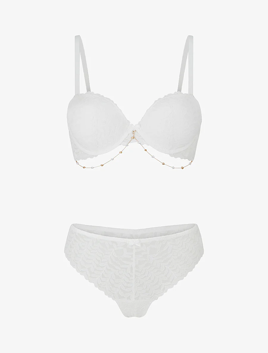 Ensemble lingerie à bijou coeurs - Blanc - Image 2