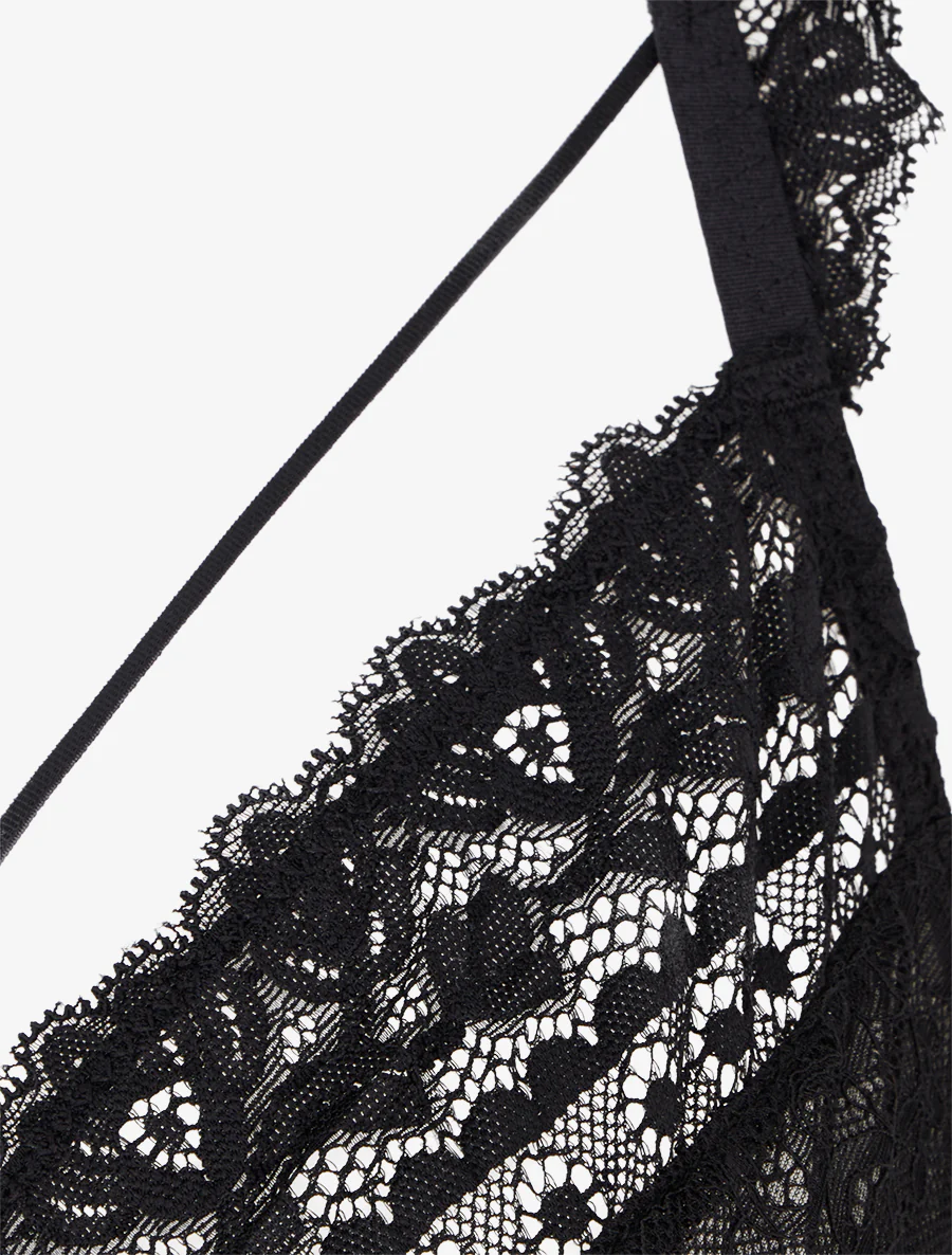 Ensemble lingerie en dentelle à liens - Noir - Image 4