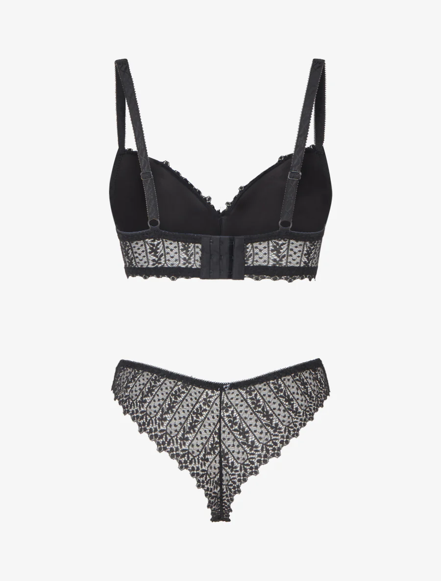 Ensemble lingerie en dentelle fantaisie - Noir - Image 3