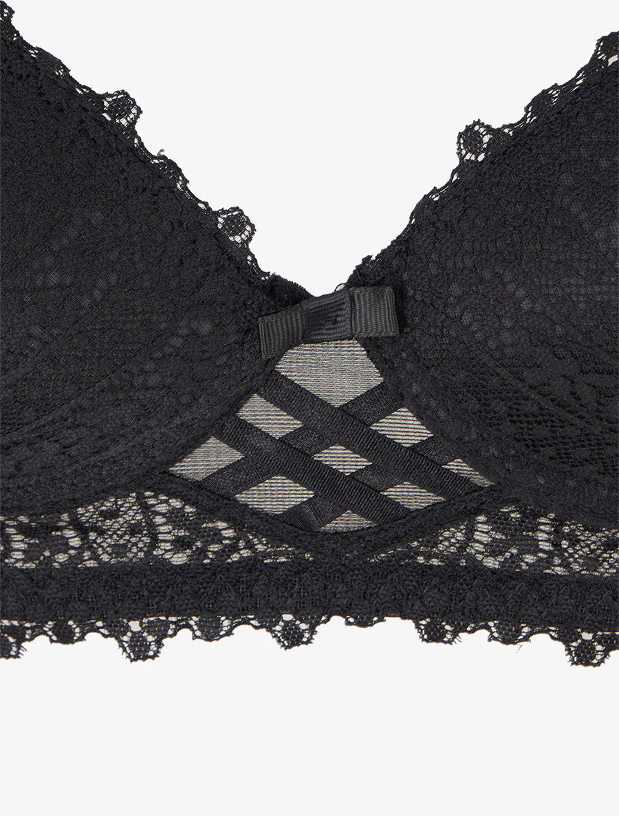 Ensemble lingerie en dentelle fantaisie - Noir - Image 4